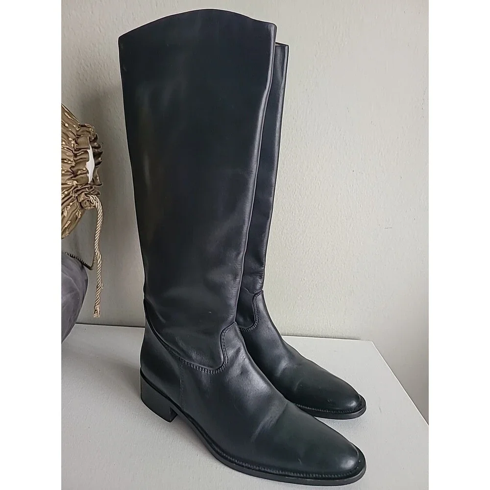 Prialpas Gomma Black Leather Riding Boots Sz 7 Narrow Fit